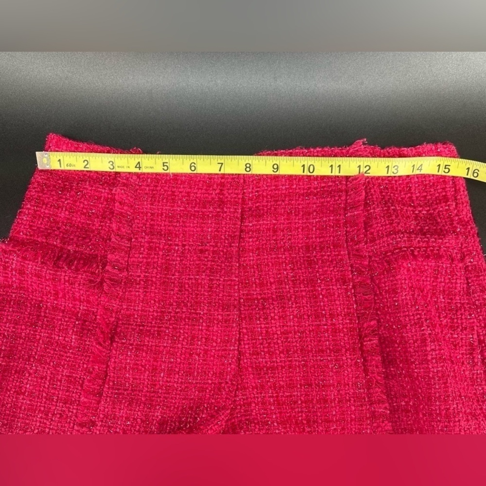 Pant’s Store Hot Pink Chic High Waisted Tweed Shorts With Fringe Size Medium M - Picture 8 of 10